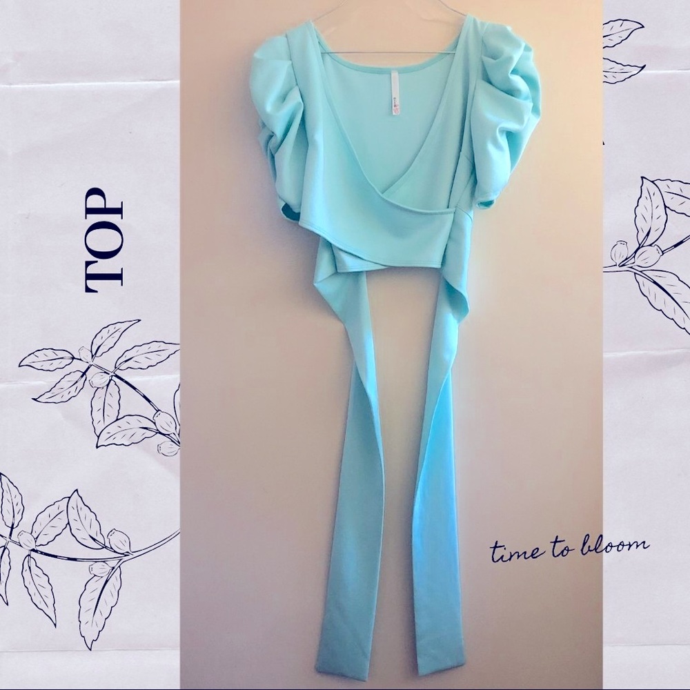 Crop top with long belted wrap